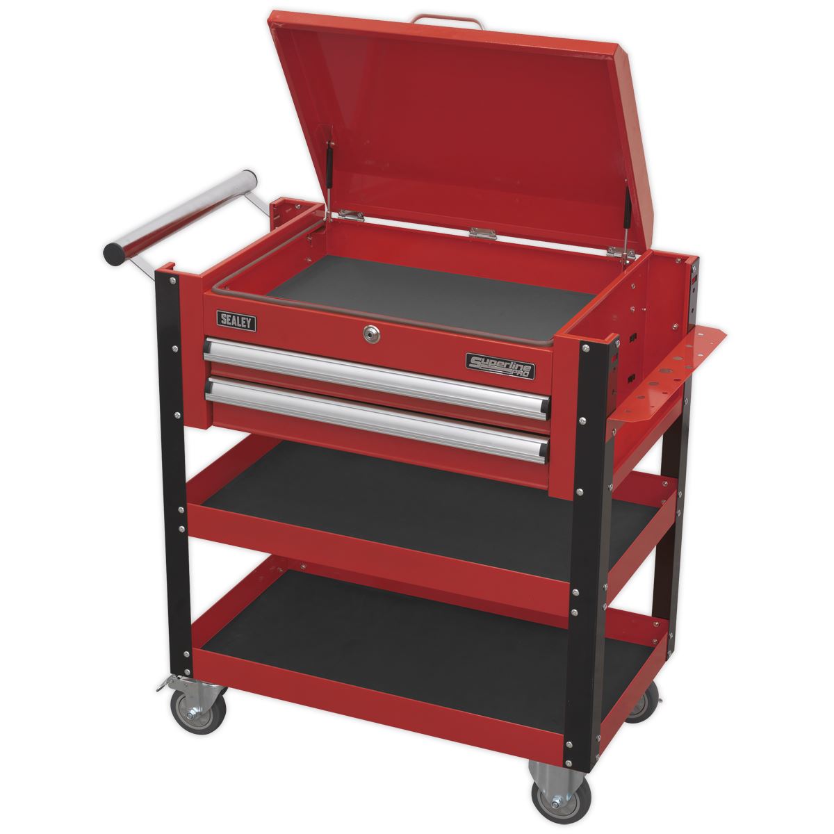 Sealey AP760M Heavy-Duty Mobile Tool & Parts Trolley 2 Drawers & Lockable Top - Red Sealey
