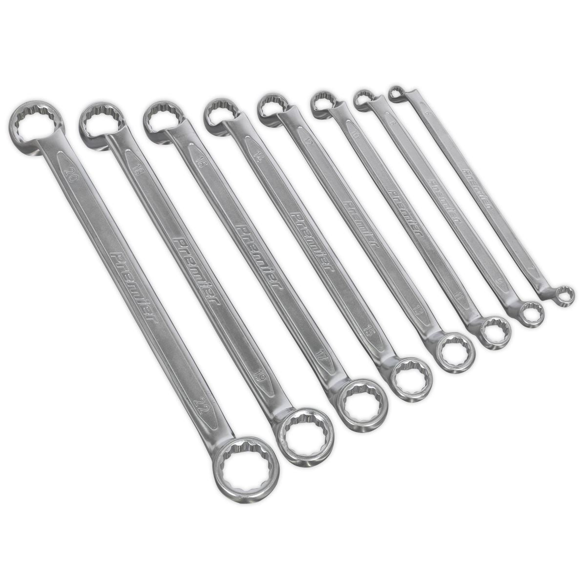 Sealey AK63257 Offset Double End Ring Spanner Set 8pc Metric Sealey