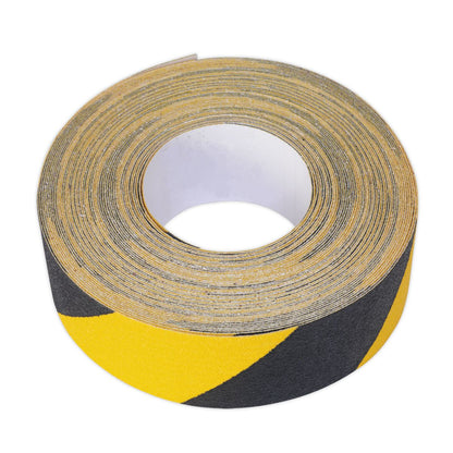 Sealey ANTBY18 Anti-Slip Tape Self-Adhesive Black Yellow 50mm x 18m Sealey