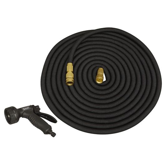 Sealey GH30E Ø17mm Expandable Garden Hose Black 30m Premium Sealey