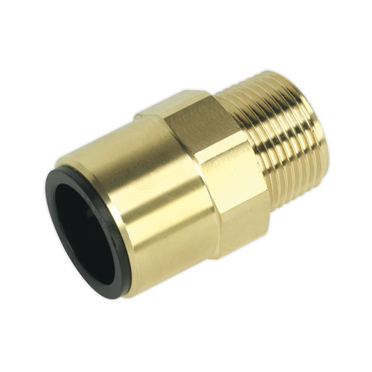 Sealey CAS22BSA Straight Adaptor 22mm x 3/4"BSPT Brass (John Guest Speedfit® - MM012206N) Sealey