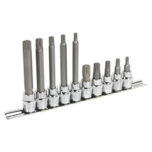 Sealey AK6216 Spline Socket Bit Set 10pc 3/8"Sq Drive Sealey