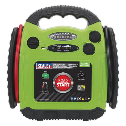 Sealey RS1322HV RoadStart® Emergency Jump Starter with Air Compressor 12V 900 Peak Amps Sealey