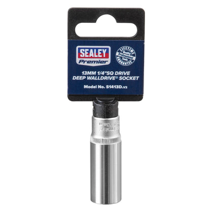 Sealey S1413D WallDrive® Socket 13mm Deep 1/4"Sq Drive Sealey