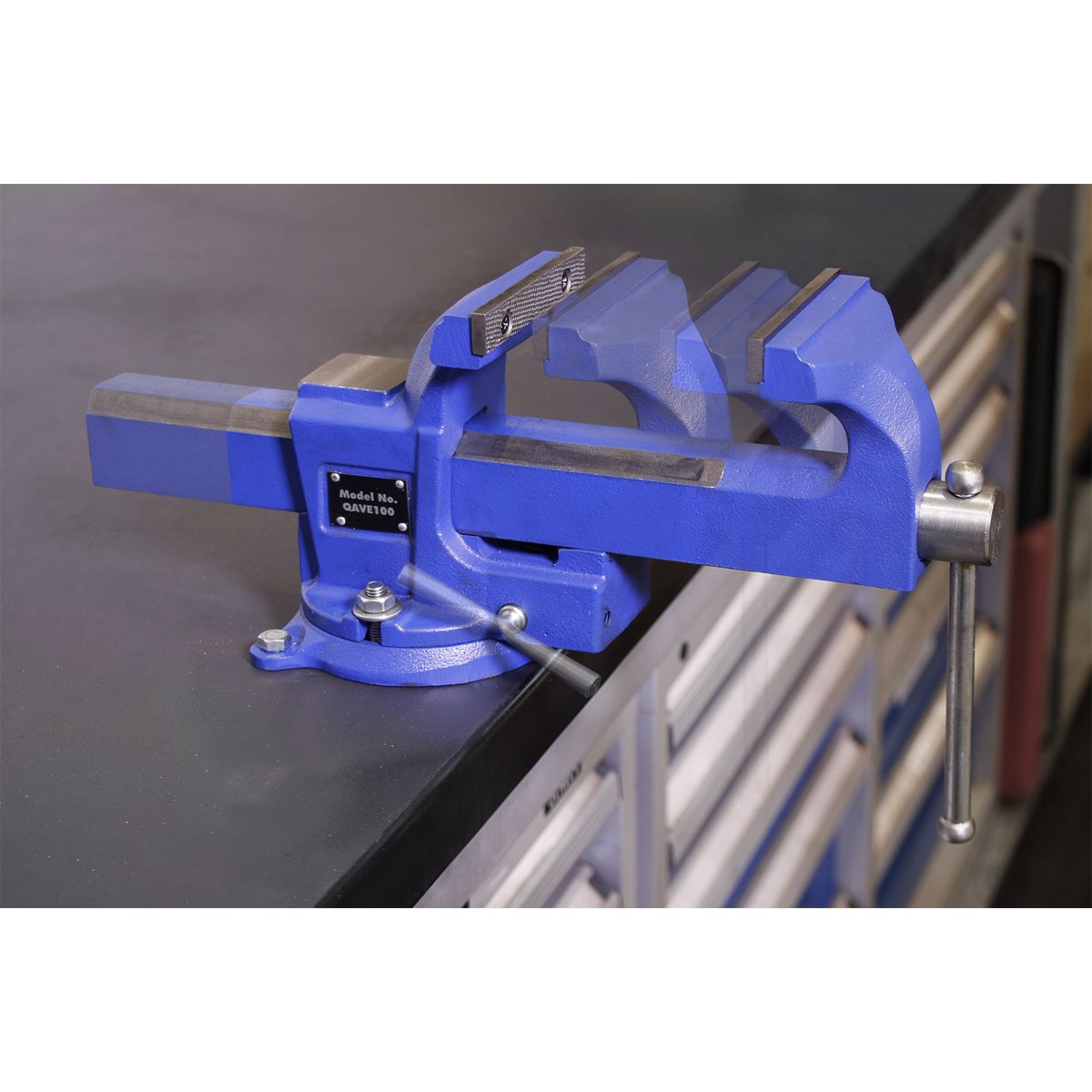 Sealey QAVE100 Vice 100mm Quick Action Swivel Base SG Iron Sealey