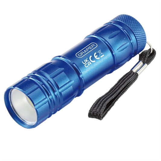 Draper 90103 COB LED Aluminium Hand Torch 3W 85 Lumens 3 x AAA Batteries Supplied Draper