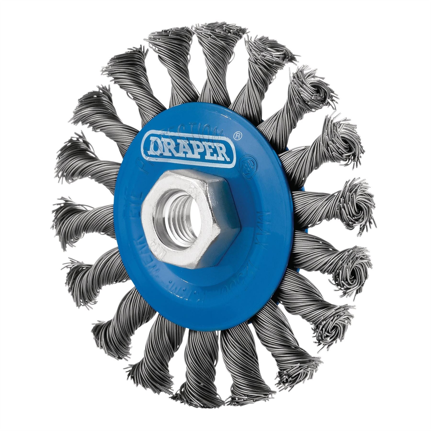Draper 08055 Steel Twist-Knot Flat Wire Wheel Brush 100mm M14 Draper