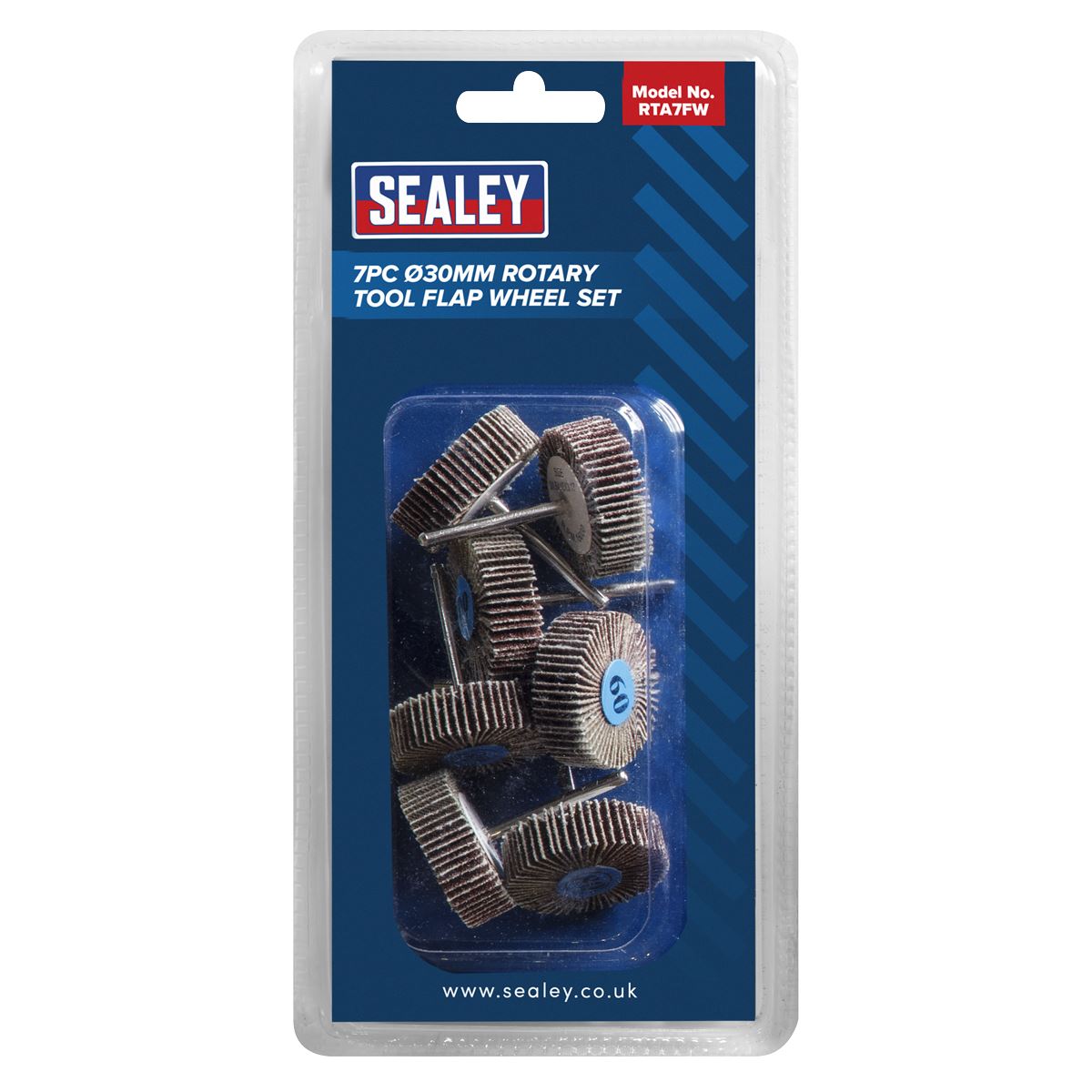 Sealey RTA7FW Rotary Tool Abrasive Flap Wheel Set 7pc Ø30mm Sealey