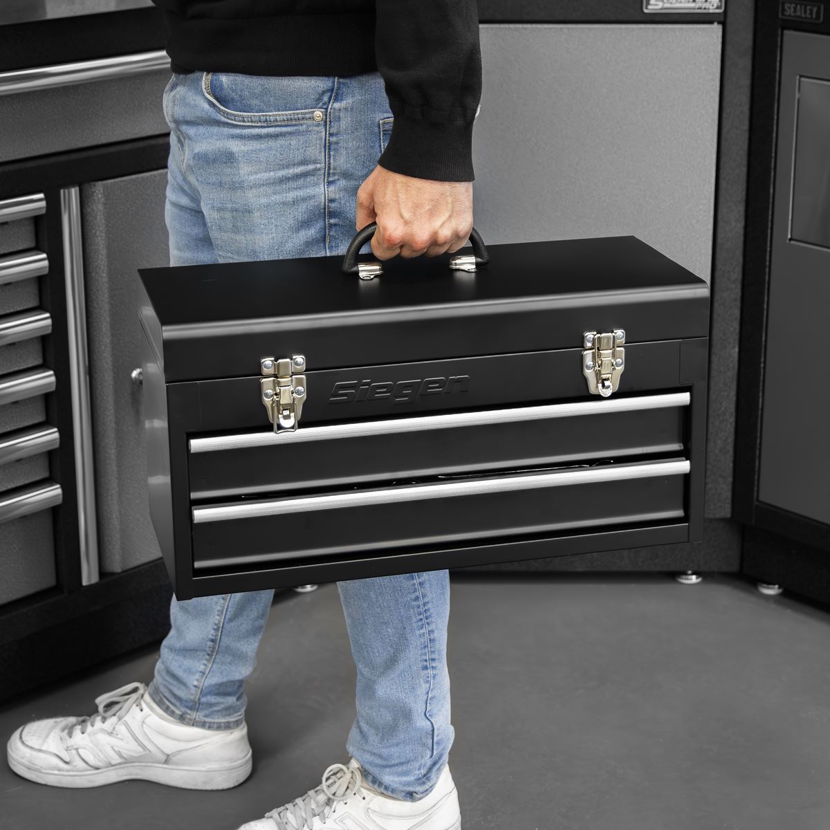 Siegen S01055 Portable Tool Chest 2 Drawer with 90pc Tool Kit Siegen