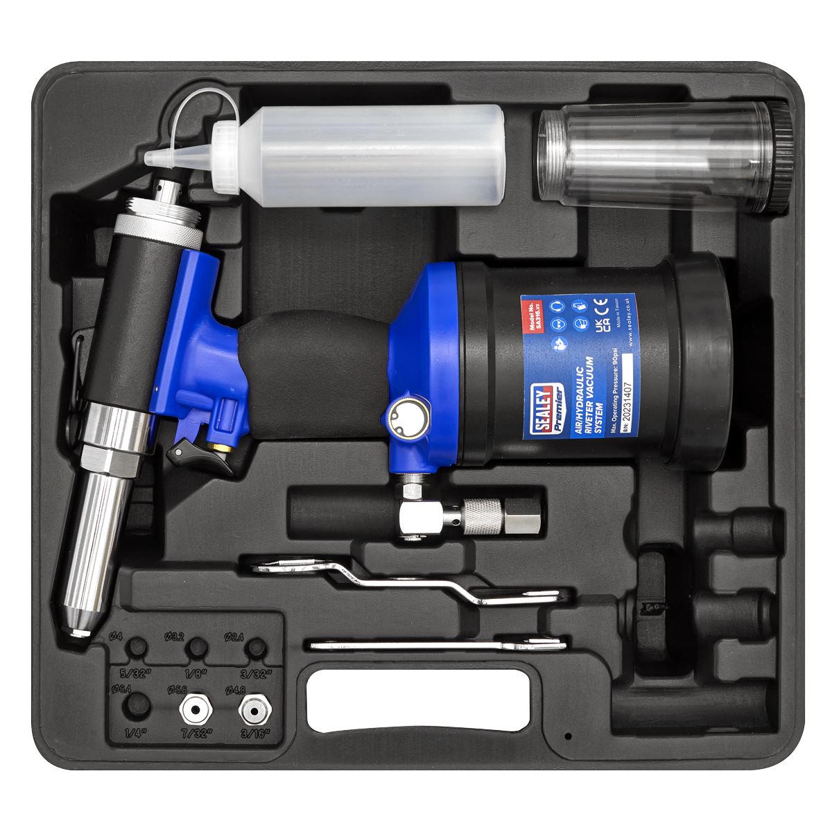 Sealey SA316 Air/Hydraulic Riveter Heavy-Duty Vacuum System Sealey