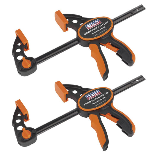 Sealey QBC1502 Quick Bar Clamp 150mm - 2pc Set Sealey