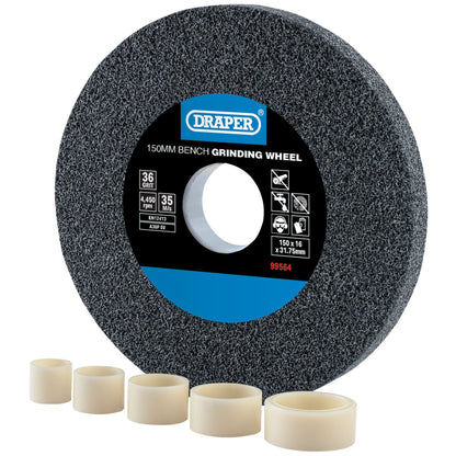 Draper 99564 Aluminium Oxide Bench Grinding Wheel 150 x 16mm 36 Grit Draper