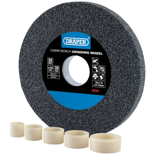 Draper 99564 Aluminium Oxide Bench Grinding Wheel 150 x 16mm 36 Grit Draper