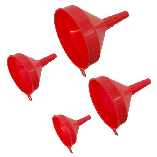Sealey F94 Funnel Set 4pc Economy Fixed Spout Sealey