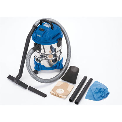 Draper 20515 230V Wet and Dry Vacuum Cleaner with Stainless Steel Tank 20L 1250W Draper