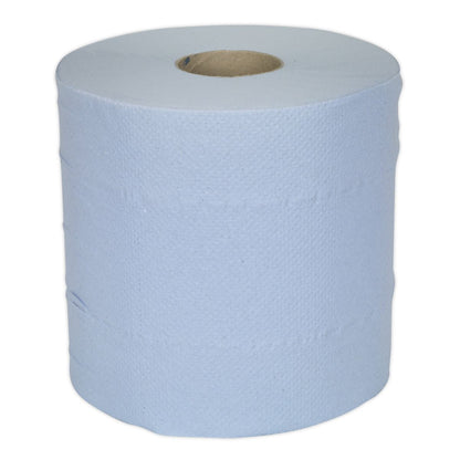Sealey BLU150 Paper Roll Blue 2-Ply Embossed 150m Pack of 6 Sealey