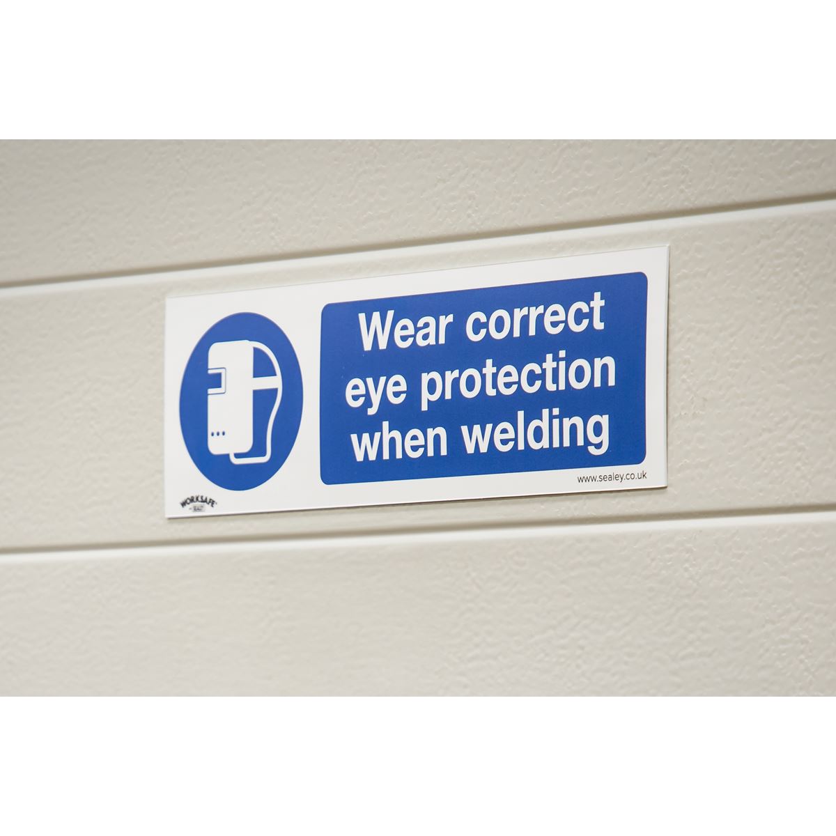 Sealey SS54V1 Mandatory Safety Sign - Wear Eye Protection When Welding - Self-Adhesive Vinyl Sealey