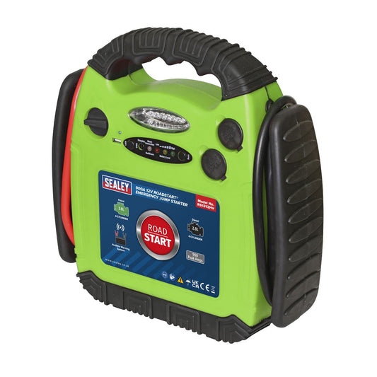 Sealey RS1312HV RoadStart® Emergency Jump Starter 12V 900 Peak Amps Hi-Vis Green Sealey