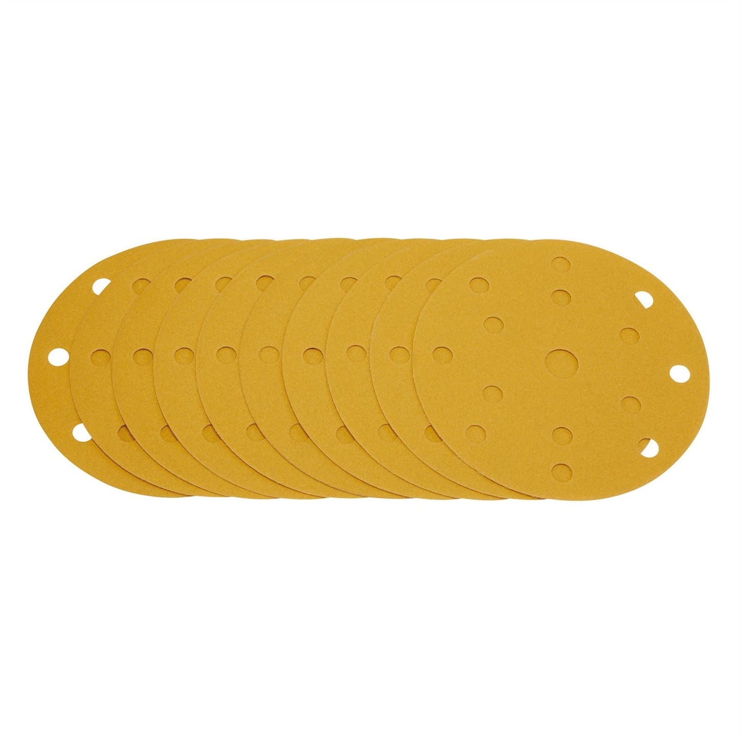 Draper 08476 Gold Sanding Discs with Hook & Loop 150mm 240 Grit 15 Dust Extraction Holes Pack of 10 Draper