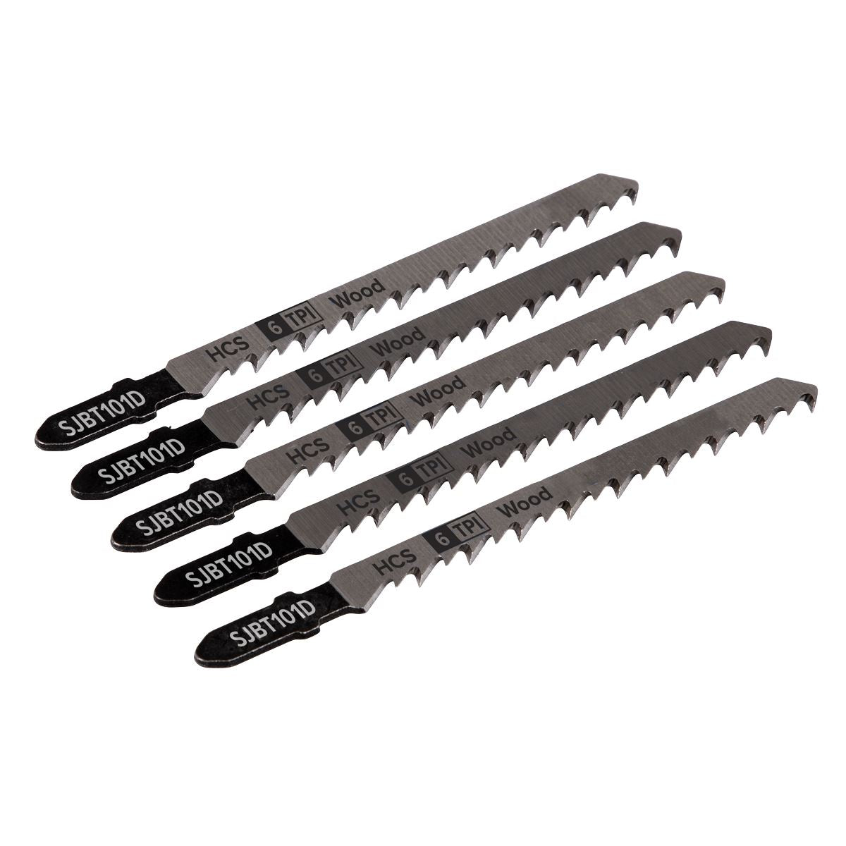Sealey SJBT101D Jigsaw Blade Hard Wood 100mm 6tpi - Pack of 5 Sealey