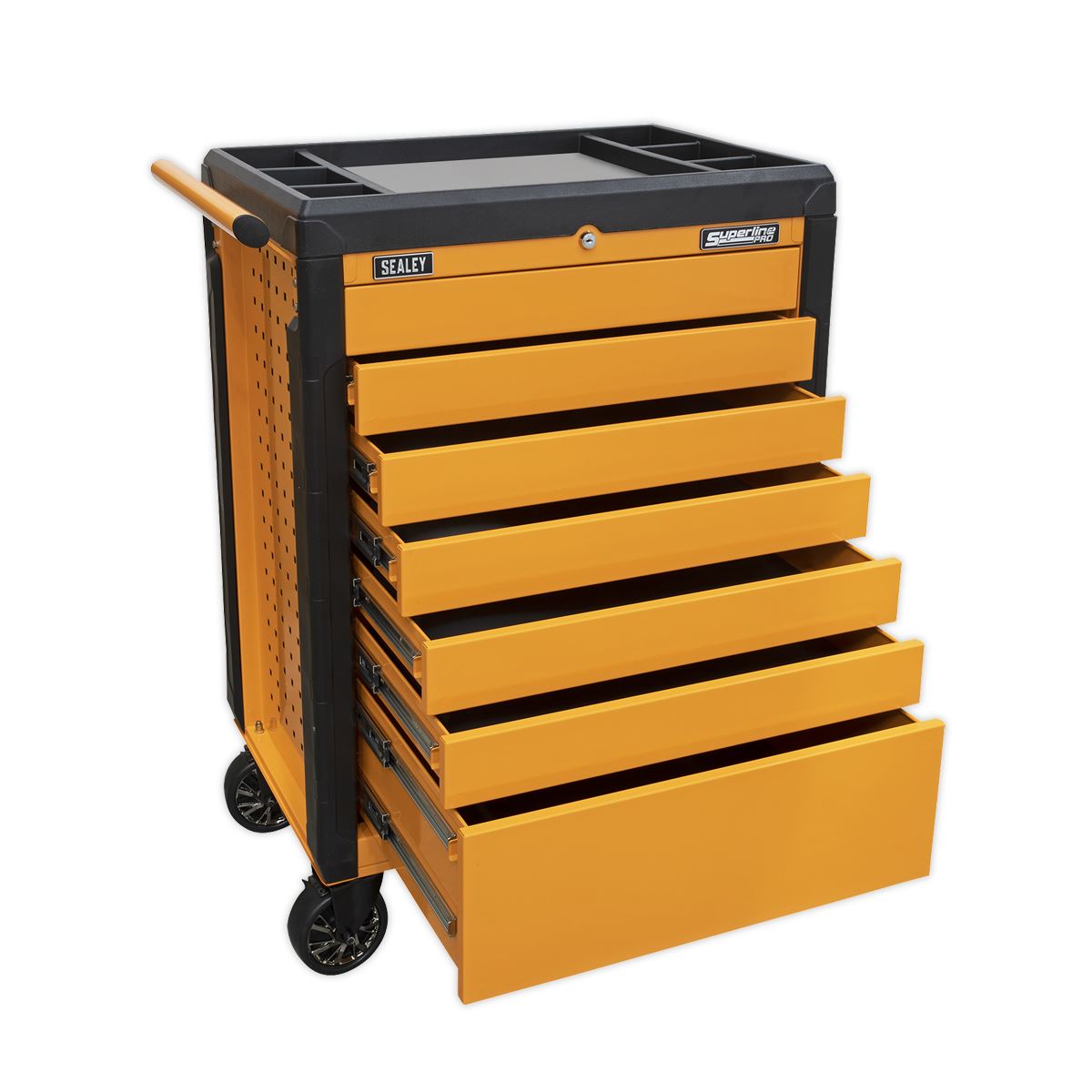 Sealey APPD7O Rollcab 7 Drawer Push-To-Open - Orange Sealey