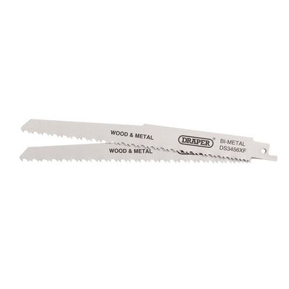 Draper 43065 Bi-metal Reciprocating Saw Blades for Multi-Purpose Cutting 200mm 6-12tpi Pack of 2 Draper
