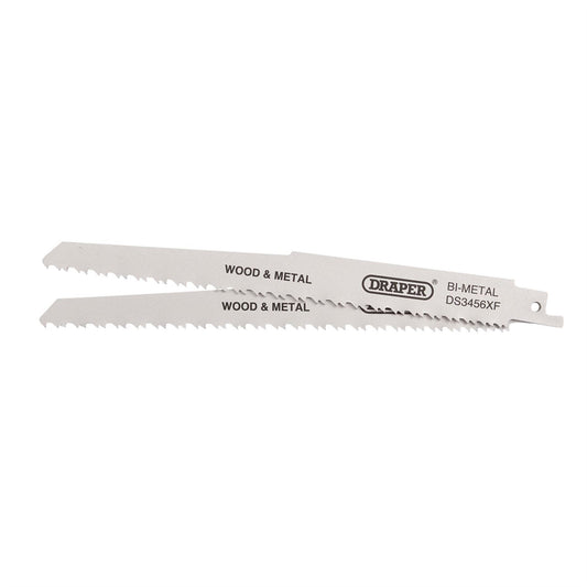 Draper 43065 Bi-metal Reciprocating Saw Blades for Multi-Purpose Cutting 200mm 6-12tpi Pack of 2 Draper