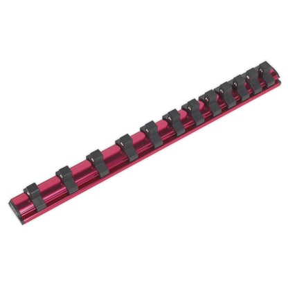 Sealey AK27083 Socket Retaining Rail Magnetic 3/8"Sq Drive 12 Clips Sealey