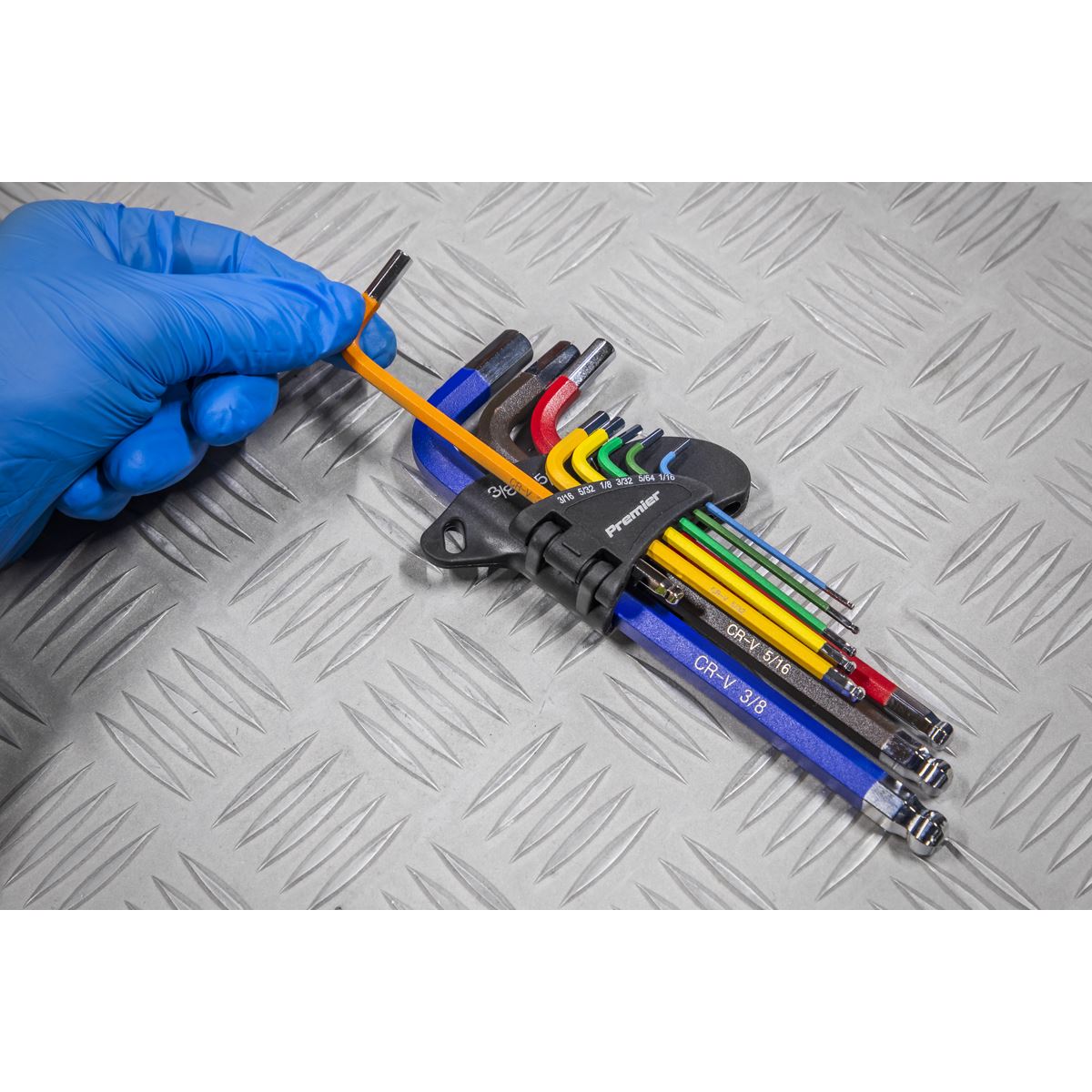 Sealey AK7197 Ball-End Hex Key Set 9pc Long Colour-Coded Imperial Sealey