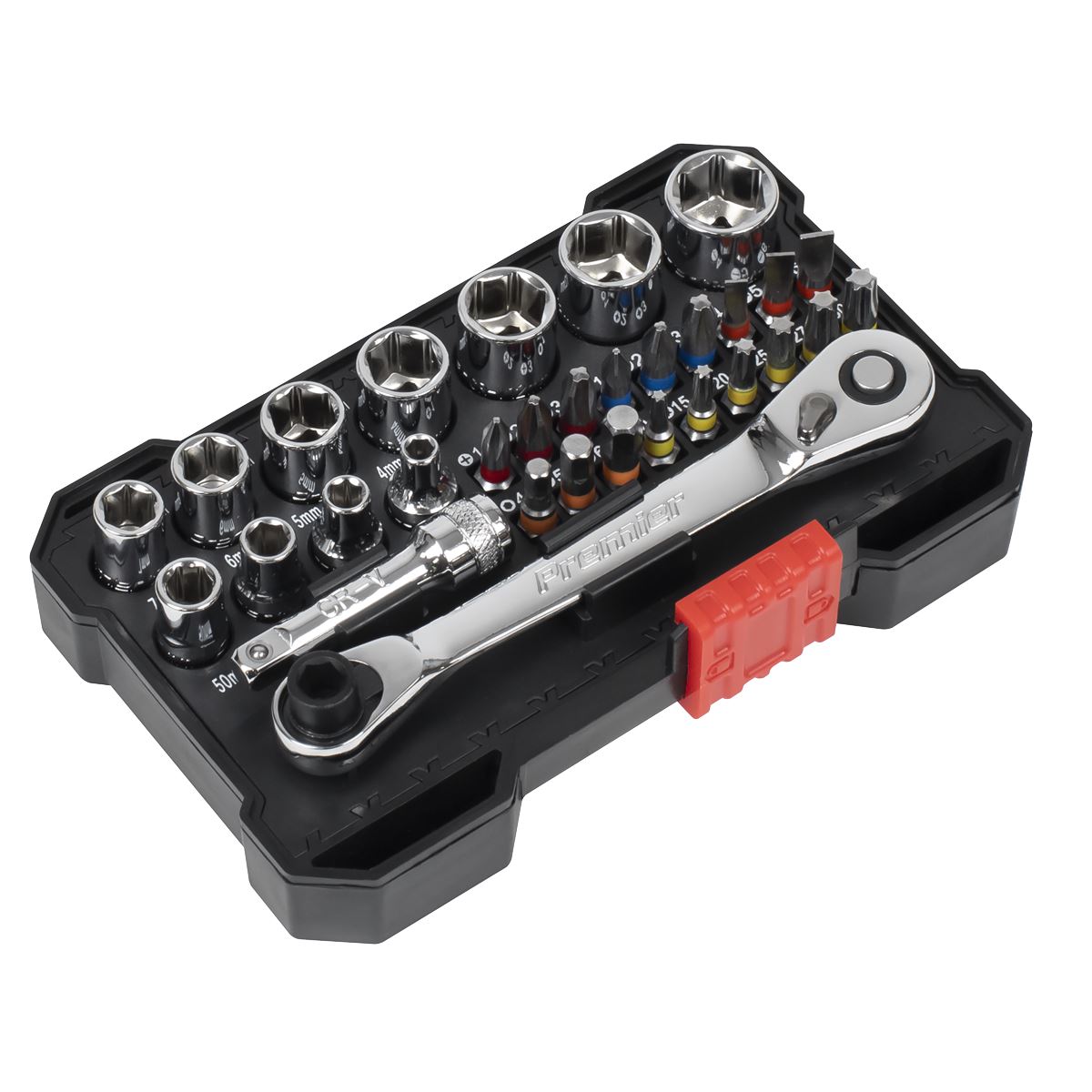 Sealey AK2111 Socket & Bit Set 1/4"Sq Drive Colour-Coded 31pc Sealey