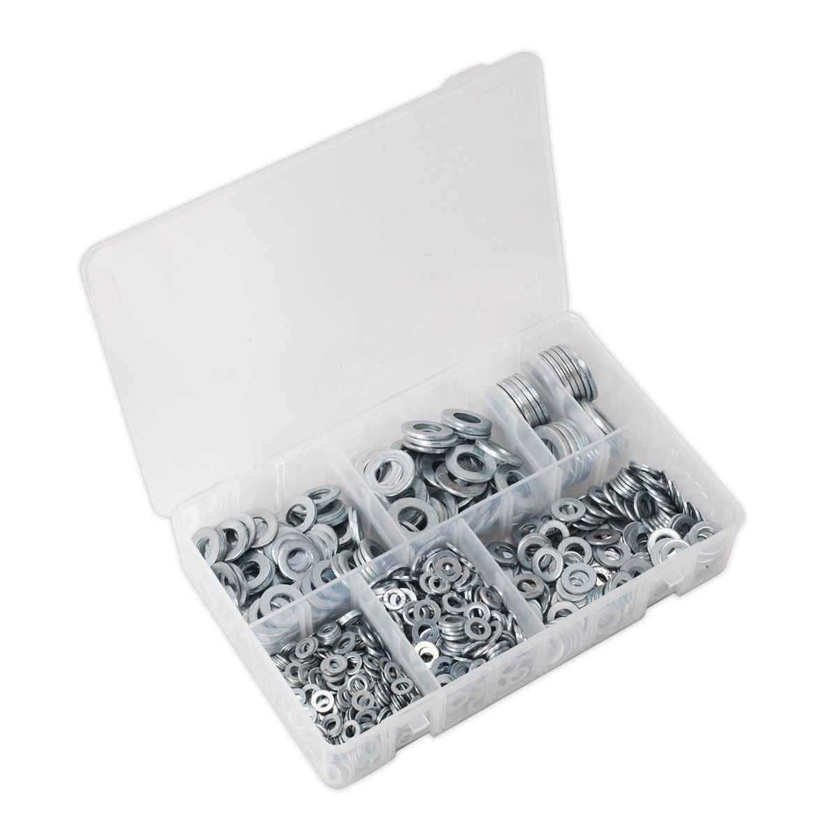 Sealey AB055WA Flat Washer Assortment 1070pc M5-M16 Form A Metric Sealey