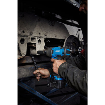 Draper 99251 D20 20V Brushless Mid-Torque Impact Wrench 1/2" Sq. Dr. 400Nm 2 x 4.0Ah Batteries 1 x Charger Draper
