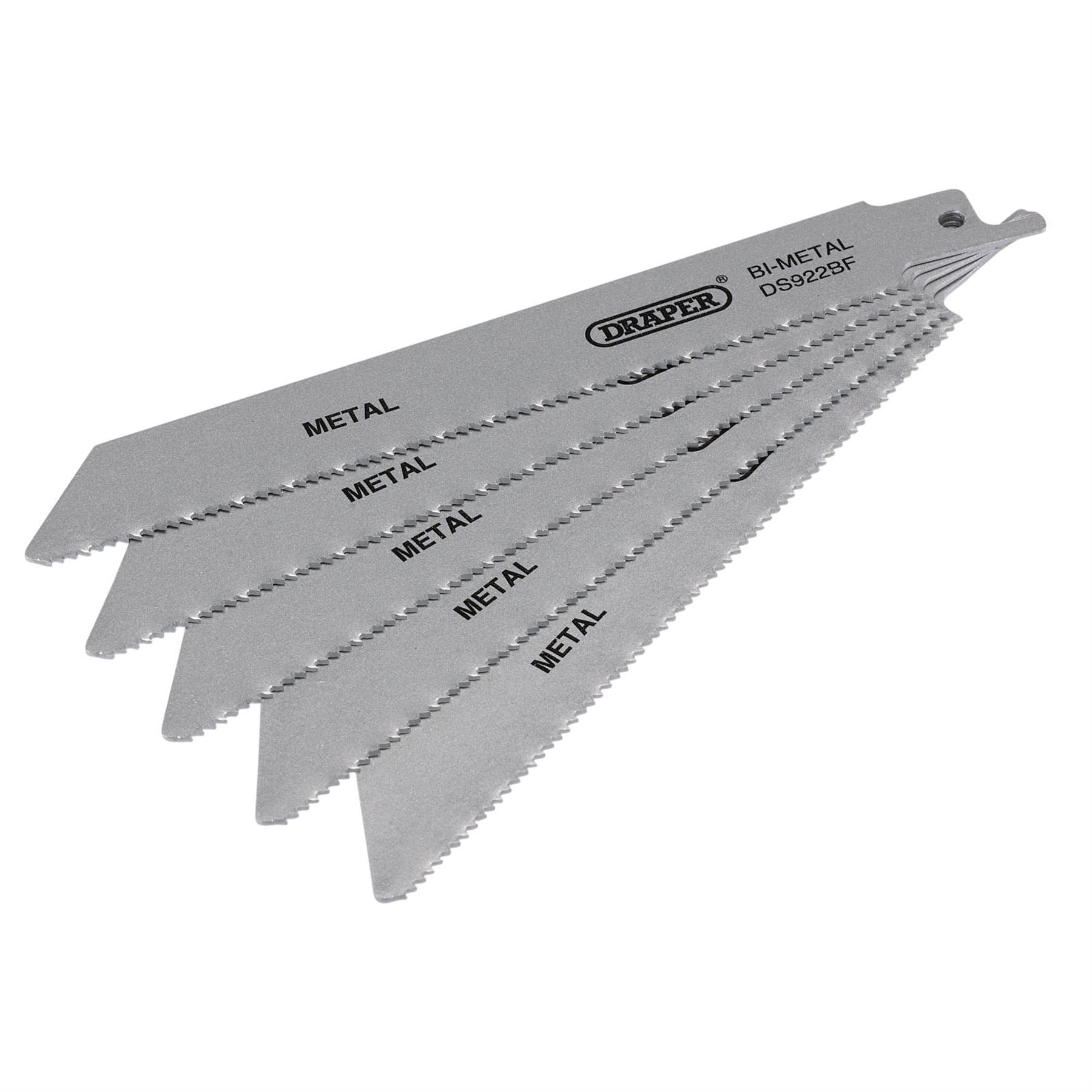 Draper 43459 Bi-metal Reciprocating Saw Blades for Metal 150mm 14tpi Pack of 5 Draper