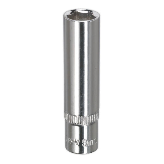 Sealey SP1409D WallDrive® Socket 9mm Deep 1/4"Sq Drive Fully Polished Sealey