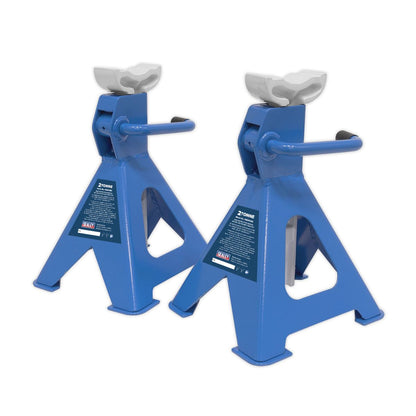 Sealey VS2002BL Ratchet Type Axle Stands (Pair) 2 Tonne Capacity per Stand - Blue Sealey