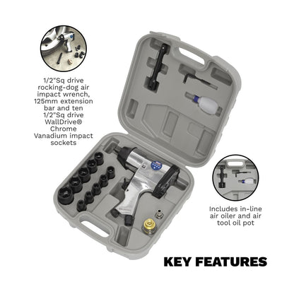 Sealey SA2/TS Air Impact Wrench Kit with Sockets 1/2"Sq Drive Sealey