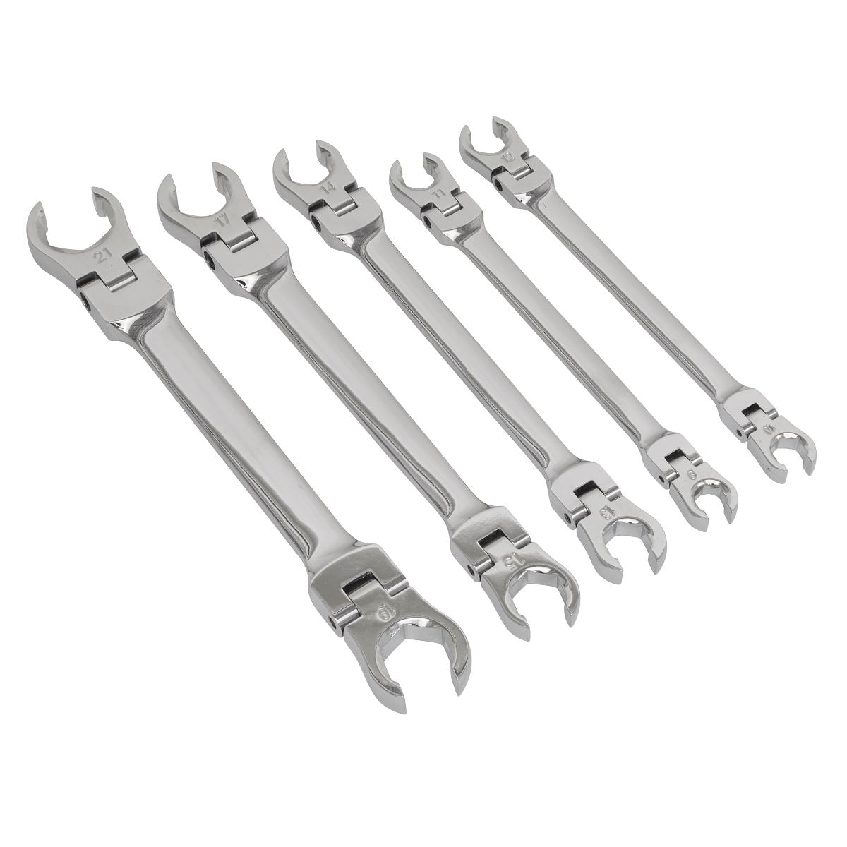 Sealey AK2652 Flexi-Head Flare Nut Spanner Set 5pc Sealey