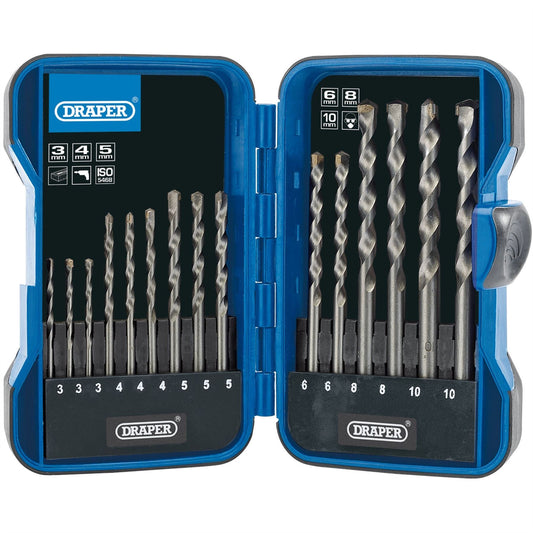 Draper 18550 TCT Masonry Drill Bit Set 15 Piece Draper