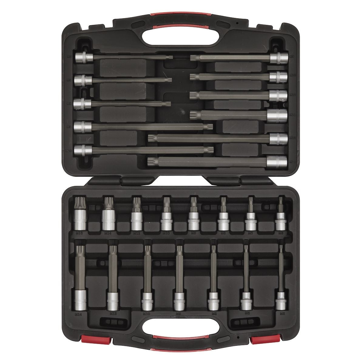 Sealey AK89002 Spline Socket Bit Set 26pc 3/8"Sq Drive - Premier Platinum Sealey