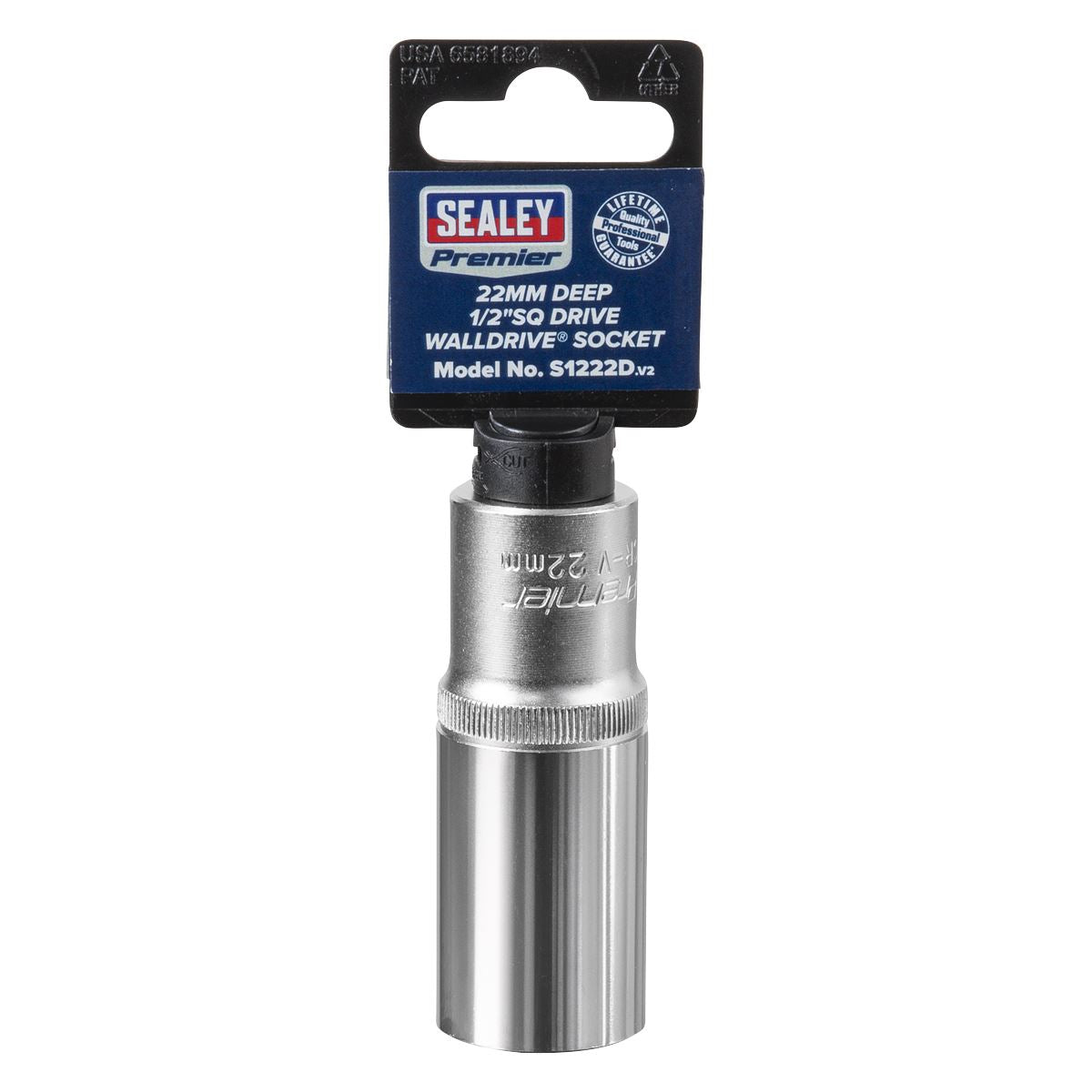 Sealey S1222D WallDrive® Socket 22mm Deep 1/2"Sq Drive Sealey