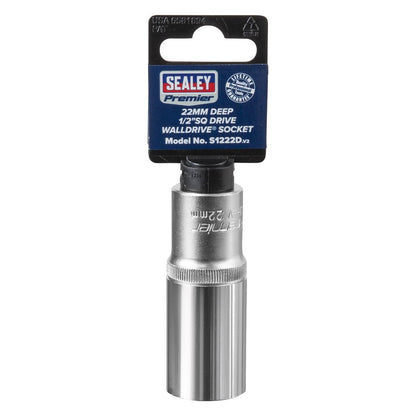 Sealey S1222D WallDrive® Socket 22mm Deep 1/2"Sq Drive Sealey