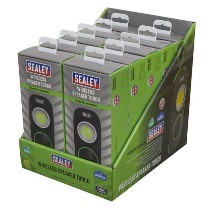 Sealey LED50WSDB Rechargeable Torch with Wireless Speaker 10W COB LED - Display Box of 10 Sealey