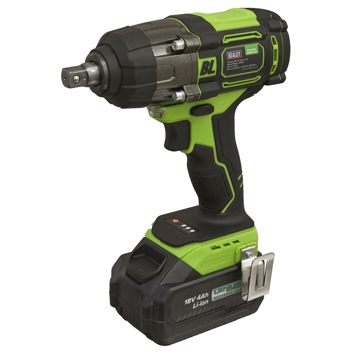 Sealey CP650LIHV Cordless Impact Wrench 18V 4Ah Lithium-ion 1/2"Sq Drive Sealey