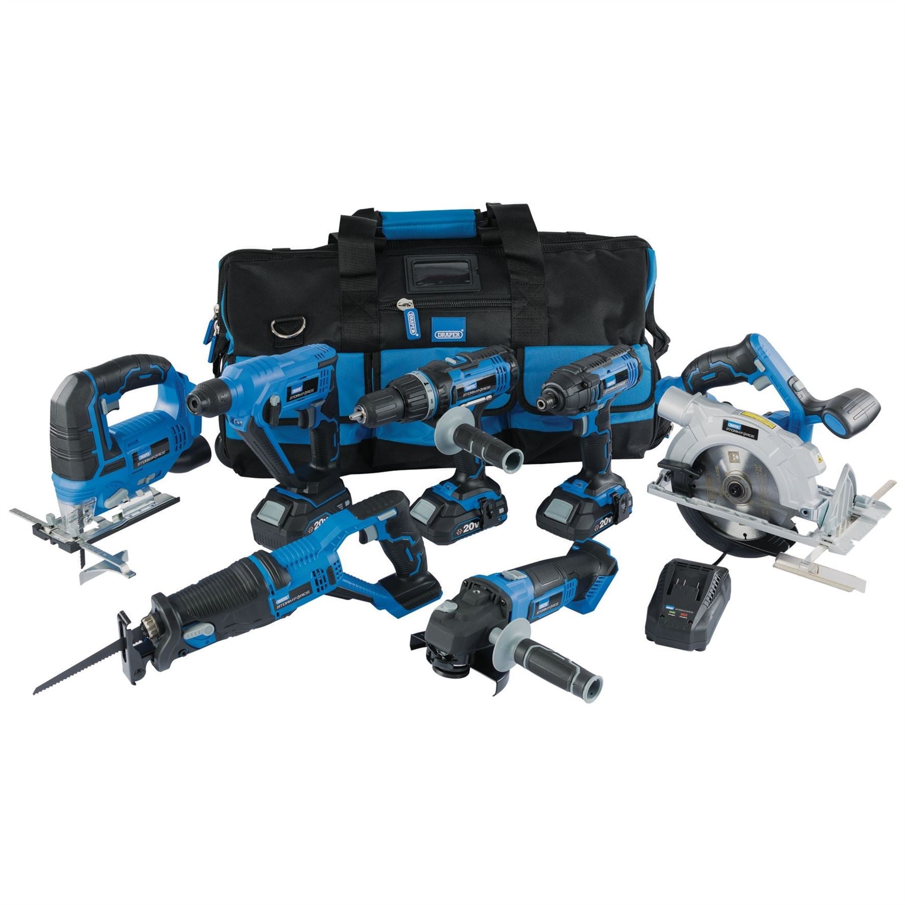 Draper 07025 Storm Force® 20V 7 Machine Cordless Kit 12 Piece Draper