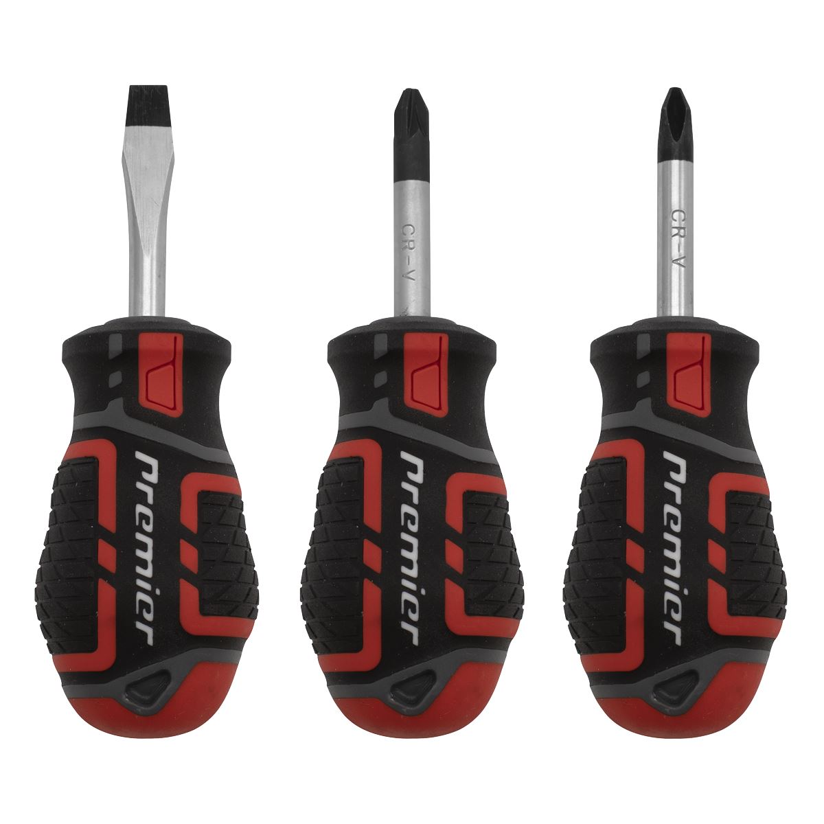 Sealey AK4328 Screwdriver Set 3pc GripMAX® Stubby Sealey