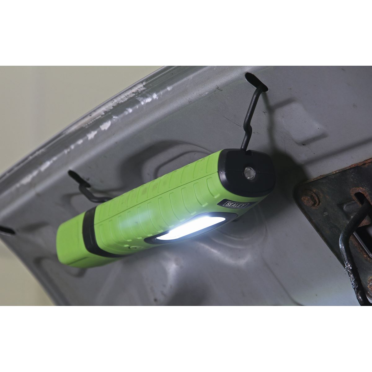 Sealey LED360PLUSG Rechargeable 360° Inspection Light 10W & 3W SMD LED Green 2 x Lithium-ion Sealey
