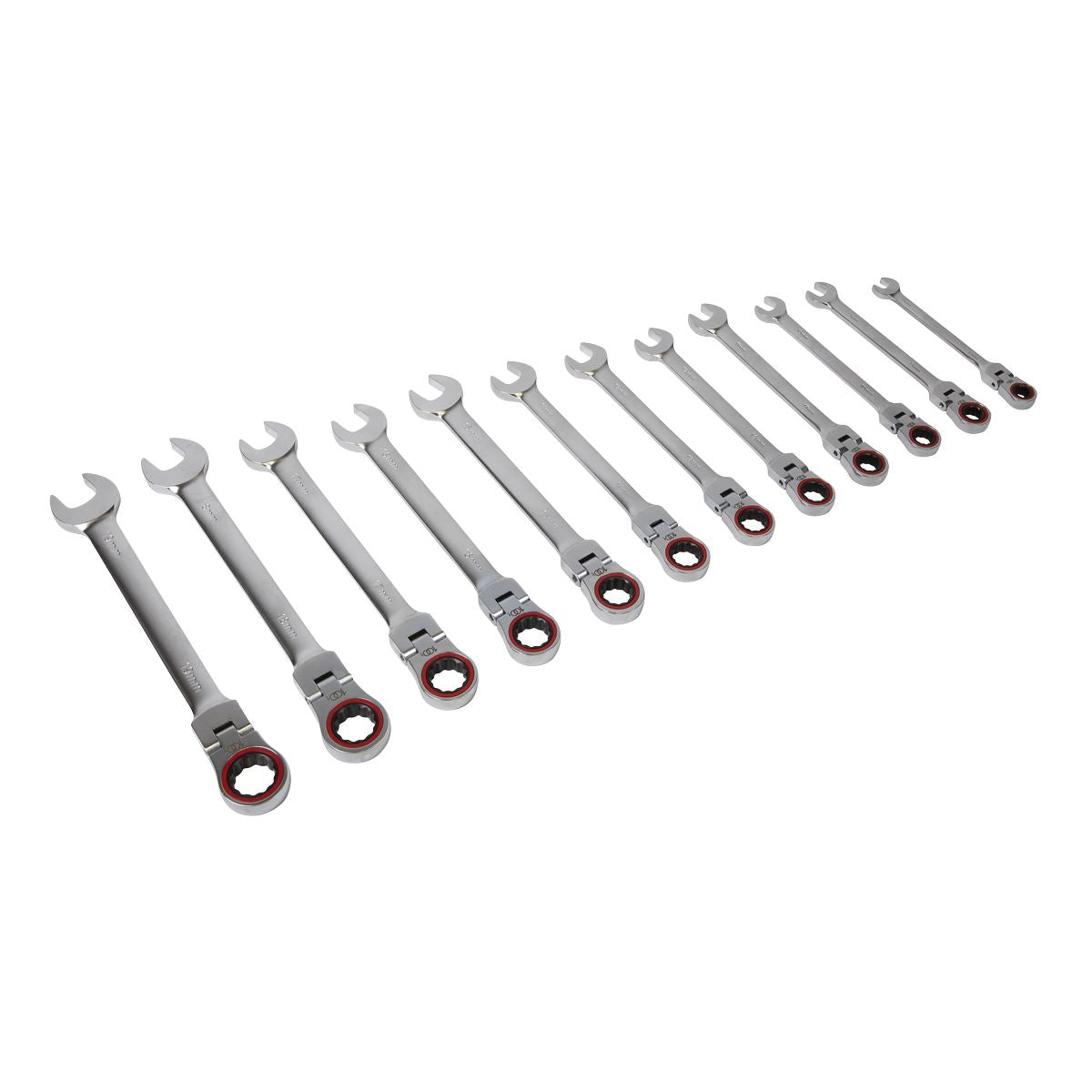 Sealey AK63942 Flexi-Head Ratchet Combination Spanner Set 12pc Metric Premier Platinum Sealey