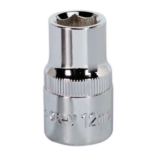 Sealey SP1212 WallDrive® Socket 12mm 1/2"Sq Drive Fully Polished Sealey