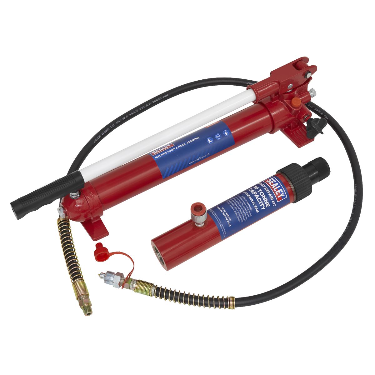 Sealey RE97.10-COMBO Snap Push Ram with Pump & Hose Assembly - 10 Tonne Sealey