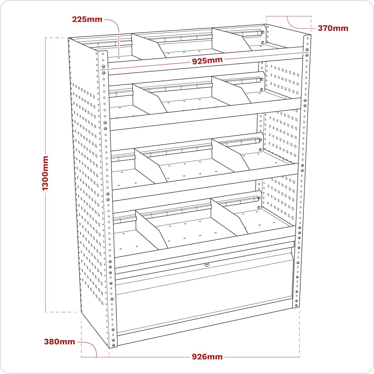 Sealey APMSVCOMBO1 Modular Flat Shelf Van Storage System Sealey